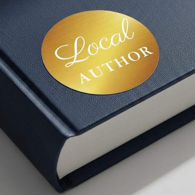 Sticker Rond Auteur local Livre Promo Gold W (Customize to change text size or text style.)