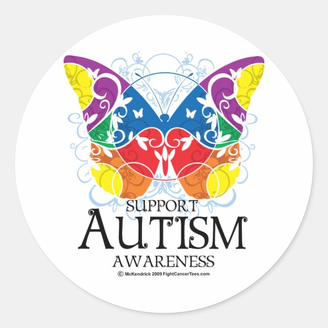 Sticker Rond Autism Butterfly (Devant)