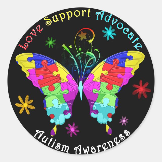 Sticker Rond Autism Butterfly (Devant)