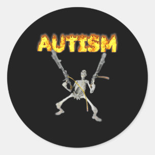Sticker Rond Autism Skeleton Meme