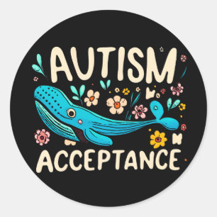 Sticker Rond Autisme Acceptation Baleine