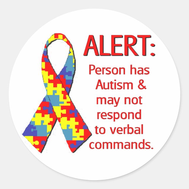 Sticker Rond Autisme Alert 1 (Devant)
