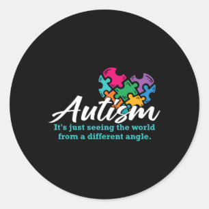 Sticker Rond Autisme Coeur Puzzle Sensibilisation Autistique Su