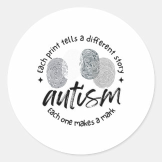 Sticker Rond Autisme D'Empreinte Chaque Impression Raconte Une