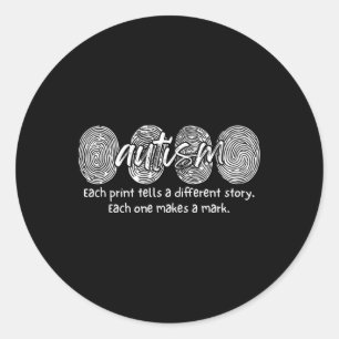 Sticker Rond Autisme D'Empreinte Chaque Impression Raconte Une