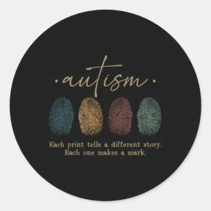Sticker Rond Autisme d'empreinte digitale Chaque impression rac