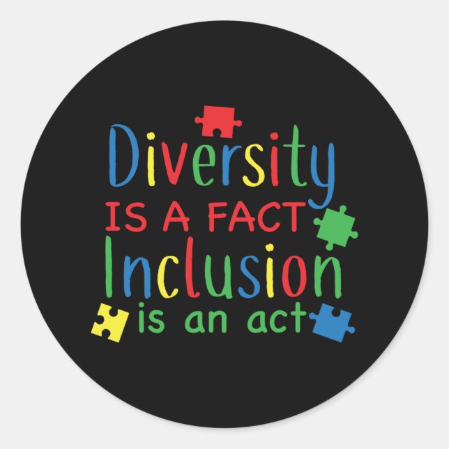 Sticker Rond Autisme Diversité Puzzle Imprimer (Devant)