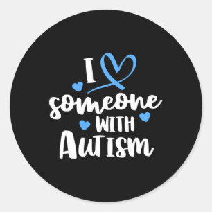 Sticker Rond Autisme Famille J'Aime Quelqu'Un Avec Sensibilisat