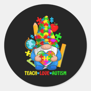 Sticker Rond Autisme Gnomes Sensibilisation sur l'autisme Mois 