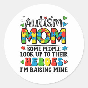 Sticker Rond Autisme Maman Élever Héros Sensibilisation sur l'a