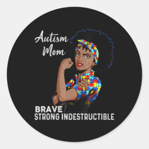 Sticker Rond Autisme Maman Indestructible Sensibilisation sur l