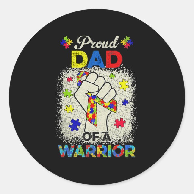 Sticker Rond Autisme Papa Of Sensibilisation sur l'autisme Guer (Devant)