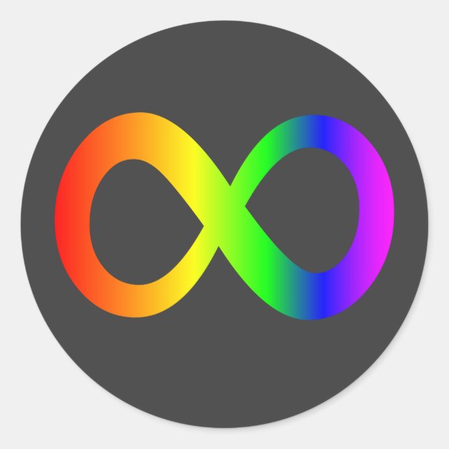 Sticker Rond Autisme personnalisé Infinité arc-en-ciel Symbole  (Devant)