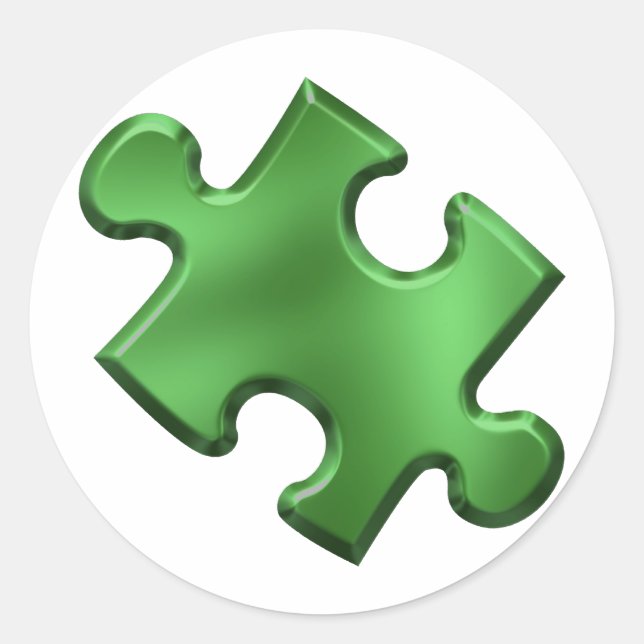 Sticker Rond Autisme Puzzle Pièce verte (Devant)