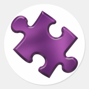 Sticker Rond Autisme Puzzle Pièce violet