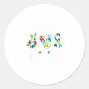 Sticker Rond Autisme Sensibilisation Paix Amour Autisme Ruban P