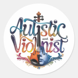 Sticker Rond Autistic and violinist