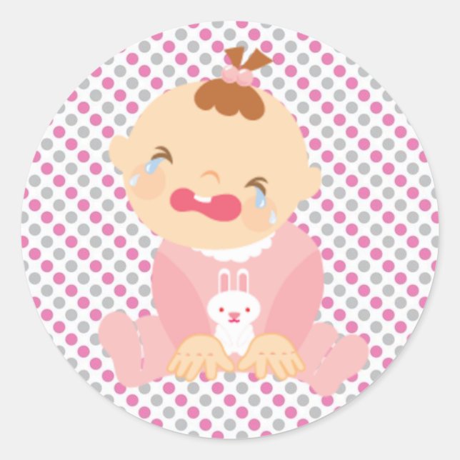 Sticker Rond Autocollant/bébé pleurant (Devant)