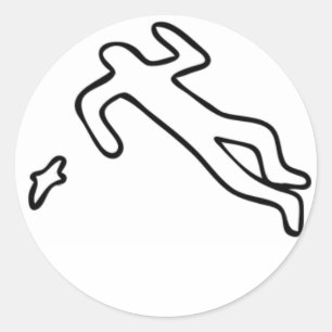 Sticker Rond Autocollant-Contour de scène de homicide non