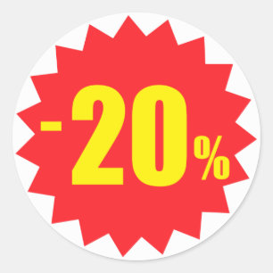 Sticker Rond autocollants, blanc et rouge de remise de vente de