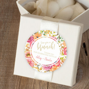 Sticker Rond Automne Aquarelle Floral Brunch Wedding shower Fav