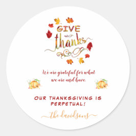 Sticker Rond Automne Aquarelle Les Feuilles Remercient Monogram