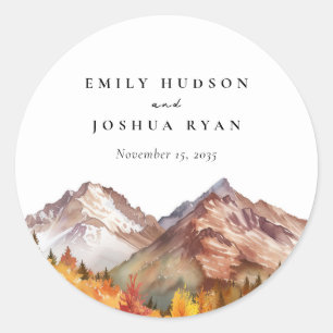 Sticker Rond Automne Automne Mariage élégant