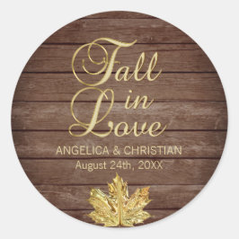 Sticker Rond Automne Automne Rustique Gold TOMBE EN AMOUR Maria