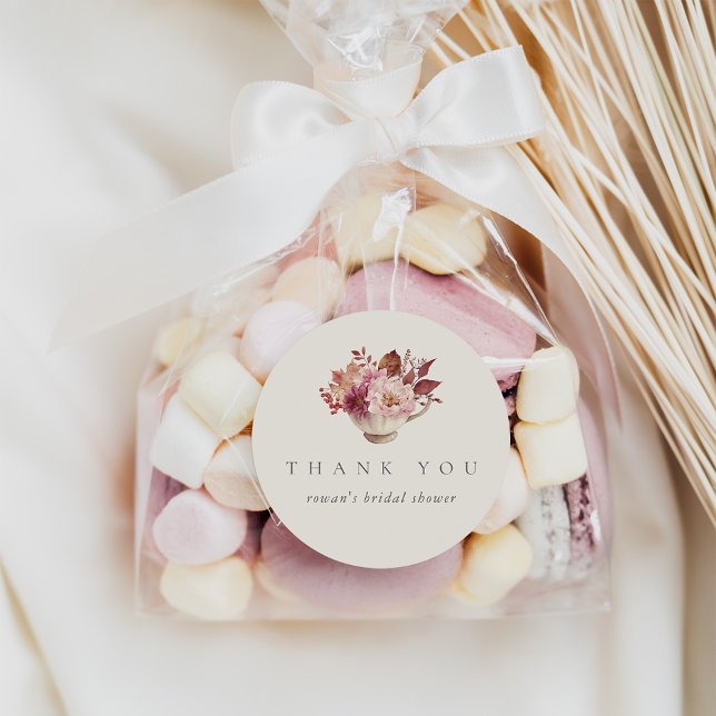 Sticker Rond Automne Feuilles Automne Fête des mariées Thé Fave (Créateur téléchargé)