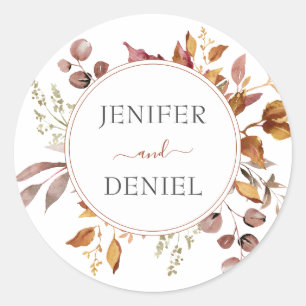 Sticker Rond Automne Feuilles Russe Pays Boho Mariage