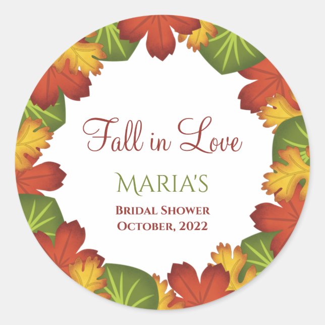 Sticker Rond Automne Feuilles tombent dans la Fête des mariées  (Devant)