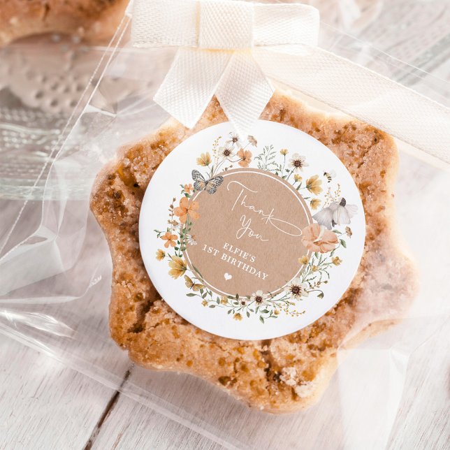 Sticker Rond Automne Fleur sauvage Fairy Princesse Anniversaire (Créateur téléchargé)