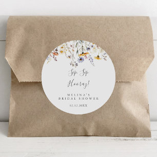 Sticker Rond Automne Fleur Sauvage Sip Sip Hourra Baby Shower M