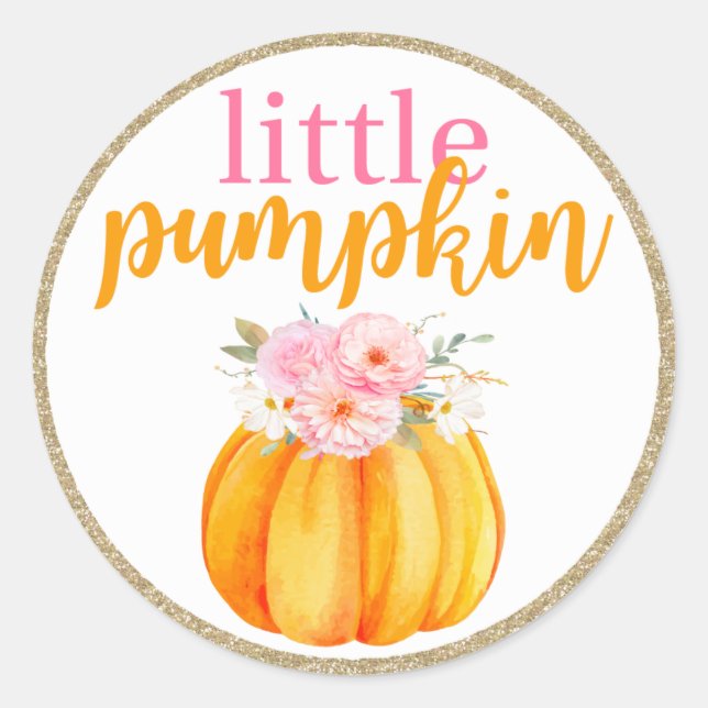 Sticker Rond Automne Floral Petit Citrouille Bébé & Filles Anni (Devant)