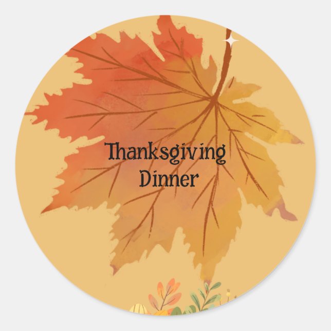 Sticker Rond Automne Floral Thanksgiving Dîner (Devant)