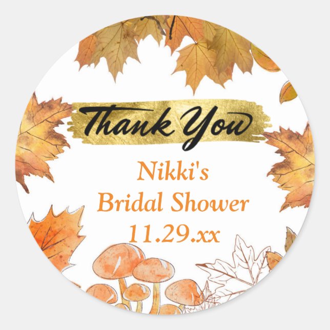 Sticker Rond Automne Floral Wreath Citrouille Gold Merci Favori (Devant)