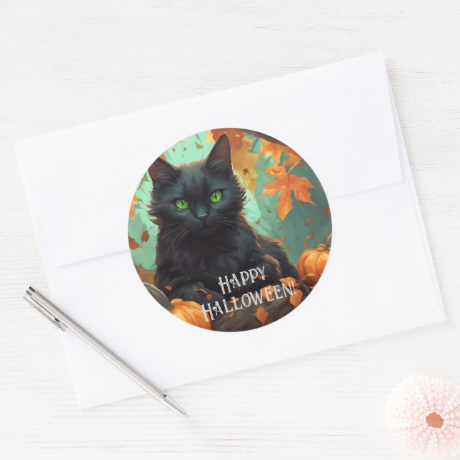 Sticker Rond Automne Kitty (Enveloppe)