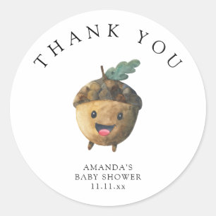 Sticker Rond Automne mignon acorne - merci