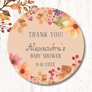 Sticker Rond Automne Russe Automne Baby shower d'automne Merci