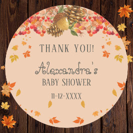 Sticker Rond Automne Russe Automne Baby shower d'automne Merci