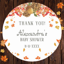 Sticker Rond Automne Russe Automne Baby shower d'automne Merci