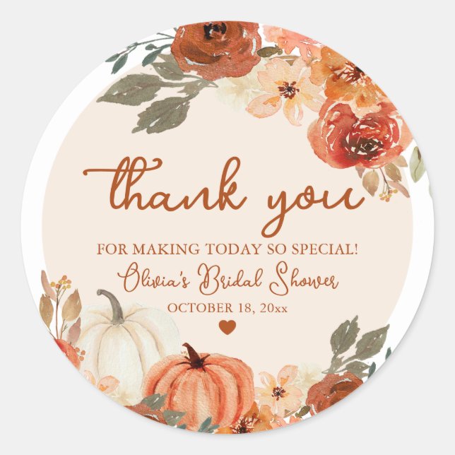 Sticker Rond Automne rustique Tomber amoureux Citrouille Automn (Devant)