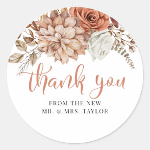 Sticker Rond Automne Terracottal Automne Automne Floral Merci F