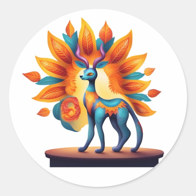 Sticker Rond Automne unique Alebrije (Devant)