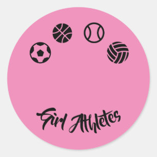 Sticker Rond Autonomiser les athlètes roses célèbrent les fille