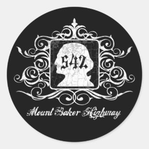 Sticker Rond Autoroute Mout Baker - grungy