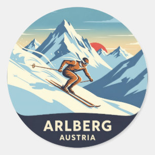 Sticker Rond Autriche Arlberg Skier