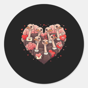 Sticker Rond Autruche drôle Cœur Saint Valentin Autruche Femmes