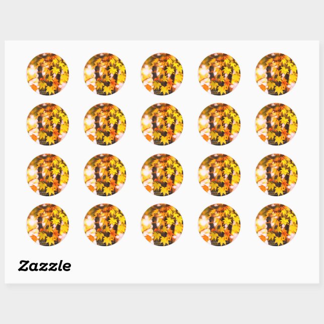 Sticker Rond Autumn Leaves [Round Seal] (Feuille)