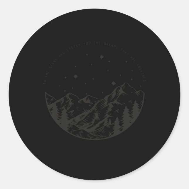Sticker Rond Aux Étoiles Qui Écoutent Et Les Rêves T Sont Answe (Devant)
